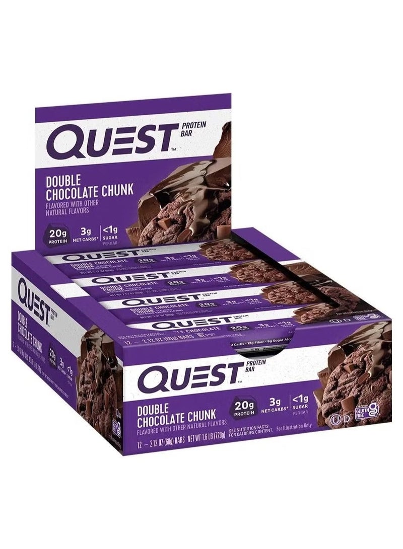 Quest Protein Bar Double Chocolate Chunk 60g x 12 - Image 1